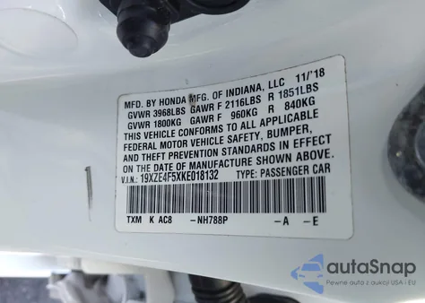 2019 Honda Insight Ex из США, поврежденный, VIN 19XZE4F5XKE018132